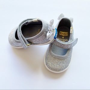 Kate Spade Keds Sloane Mary Jane Silver Glitter 1M